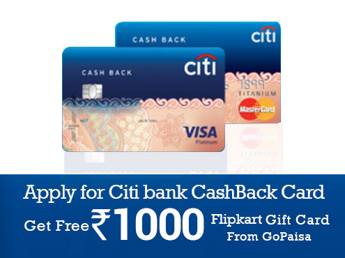 Apply For CITI Bank Credit Card & Get FREE Flipkart Gift Card from GoPaisa