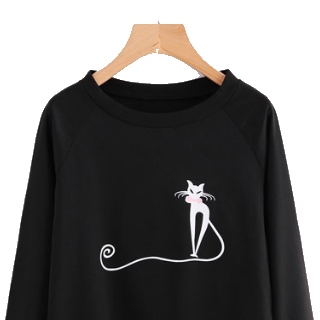 Flat 40% Off on Cat Print Women Sweatshirt