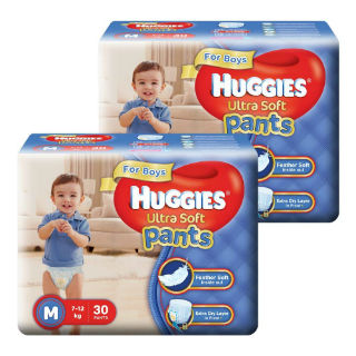 29% Off on Huggies Ultra Soft Medium Size Diapers ( 2 x 30 Counts)