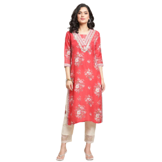 Buy Upto 80% Off On Women Red Floral Printed Kurta