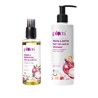 Buy Upto 25% Off On Plum Onion Hairfall Defense Kit Shampoo & Oil