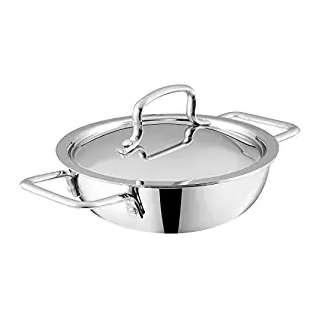 Buy Triply Stainless Steel Extra Deep Kadai with Stainless Steel Lid of 1.1 litres Capacity