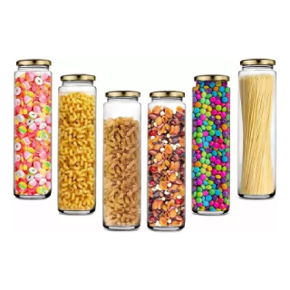 Buy Upto 50% Off On Big Bamboo Clear Long Bamboo Glass Jar for Sauce Pickle Cereal Spice Spaghetti Noodles - 500 ml Glass Grocery Container Pack of 6 Clear