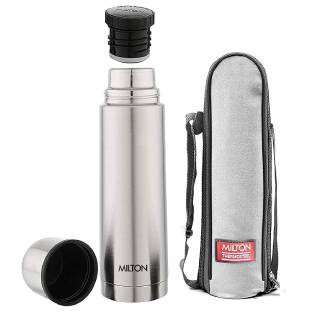 Buy Milton Plain Lid 1000 Thermosteel 24 Hours Hot and Cold Water Bottle, (1000 ml), 1 Piece, Silver