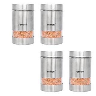 Buy Femora Metallic Clear Glass Kitchen Storage Jars, 1000 ml, Set of 4