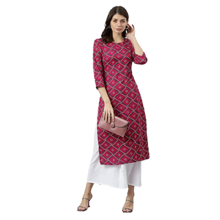 Buy Upto 90% Off On Women Crepe Straight Printed Kurta