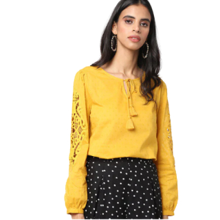 Buy Upto 60% Off On Women's Swiss-Dot Top with Embroidery
