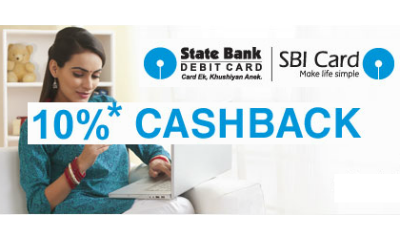 10% Cashback on SBI Debit / Credit Card