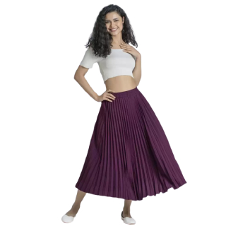 Buy Upto 90% Off On Women Solid Pleated Purple Skirt