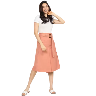 Buy Upto 80% Off On Women Solid A-line Orange Skirt