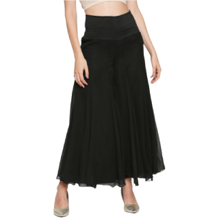 Buy Upto 40% Off On Women Black Solid Flared Palazzos