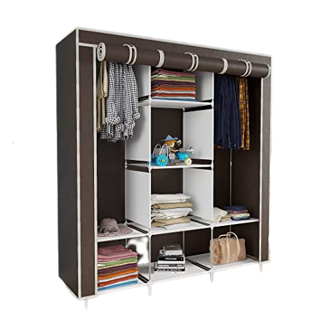 Buy Brown Without Pocket, 6+2 Fancy Layer Collapsible Portable Foldable Wardrobe