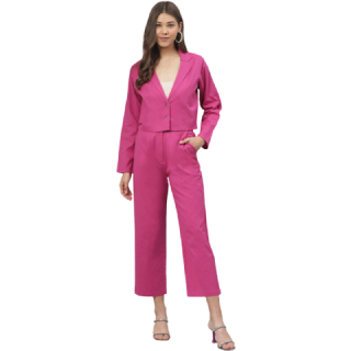 Buy Upto 40% Off On Women Magenta Cotton Blazer with Trousers