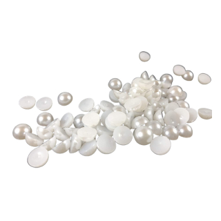 Buy White Half Cut Round Moti Faux Pearls Flat Back Crafts and Decoration (400 pcs)