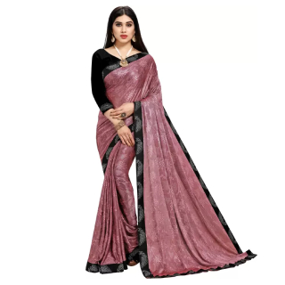 Buy Women's Embellished Woven Bollywood Lycra Blend Saree (Pink)