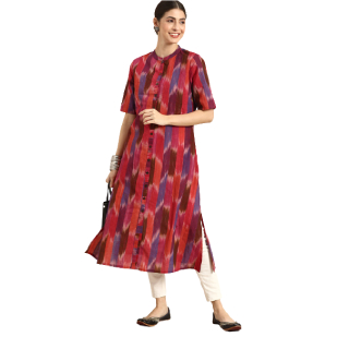 Buy Upto 75% Off On Women Multicoloured Ikat Printed Kurta