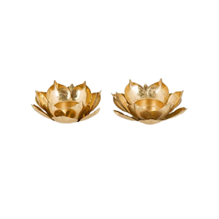 Buy Metal Lotus Flower Shape Tealights Candle Holder (Set of 2)