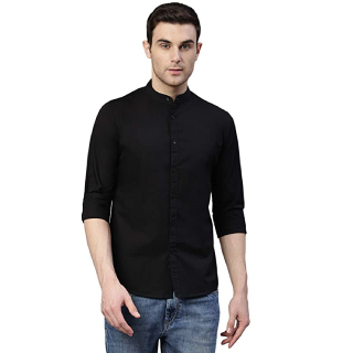 Buy Men's Men's Solid Slim Fit Shirt (Black)