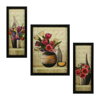 Buy Upto 90% Off On Floral Paintings Set of 3 Pc Without Glass
