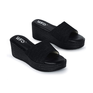 Buy Women Black Wedges Sandal 2.5 Inch Heel