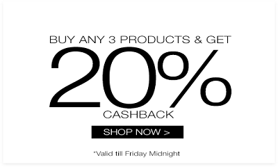 20% Cashback on Buying any 3 Apparels