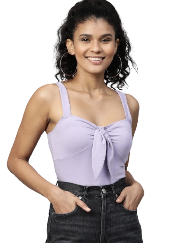 VividArtsy Women Lavender solid fitted top at just Rs. 612