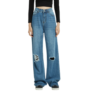 Buy Upto 30% Off On Girl's Urbanic Ripped Wide Leg Jeans