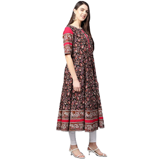 Buy Upto 75% Off On Women's Cotton Floral Printed Anarkali Kurta