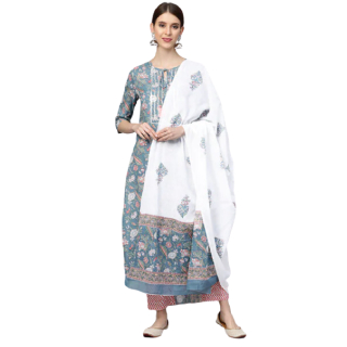 Buy Upto 70% Off On Straight Kurta Set with Floral Print