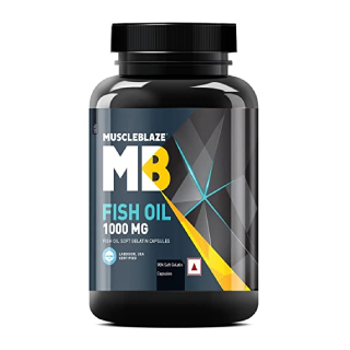 Buy MuscleBlaze Omega 3 Fish Oil 1000 mg, India's Only Labdoor USA Certified for Purity & Accuracy with 180 mg EPA and 120 mg DHA, 90 Capsules