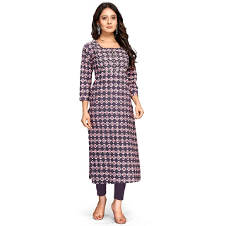 Buy Women's Pure Cambric Cotton Jaipuri Printed Straight Kurti
