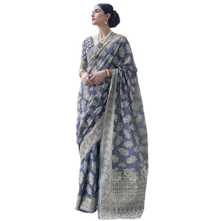 Buy upto 70% Off On Women's Lucknowi Chikankari Linen cotton Woven Saree with Blouse