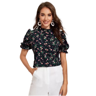Buy Upto 65% Off On Casual Puff Sleeves Printed Women Multicolor Top
