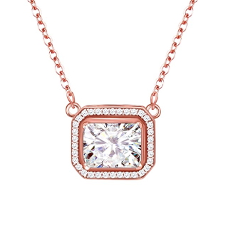 Buy Women & Girls Giva Sterling Silver Rose Gold Studded Baguette Necklace