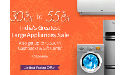 Large Appliances at 30% off + Rs.1000 GV +10% Off (HDFC)
