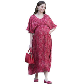 Buy Upto 70% Off On Women's Maroon Rayon Maternity Dresses Single