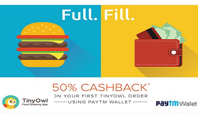 50% Cashback on First Order With Paytm Wallet