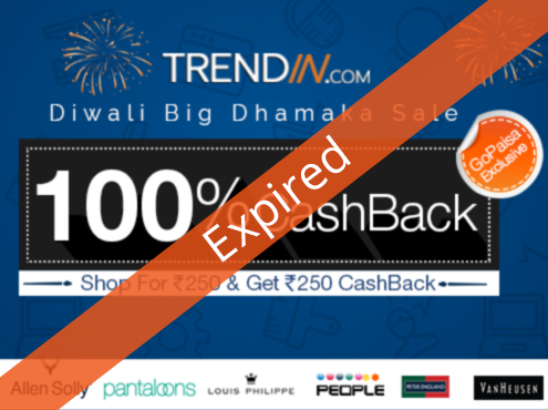 100% CashBack on Shopping at Trendin