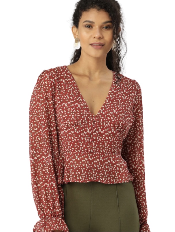ANVI Be Yourself women maroon& white top at just Rs. 764