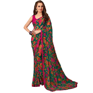 Buy Women's Printed Semi Georgette Saree with Blouse