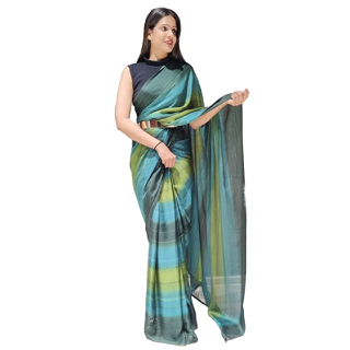 Buy Upto 70% Off On Women's Chiffon Georgette Ready To Wear Draped Saree With Unstitched Blouse Piece