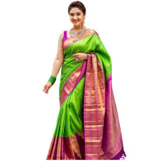 Buy Upto 80% Off On Women's Kanjivaram Soft Lichi Silk Saree With Blouse Piece