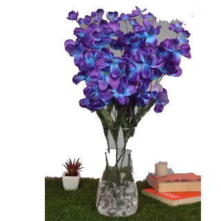PolliNation Artificial Orchid Flowers for Home Decoration (Blue, Pack of 5)