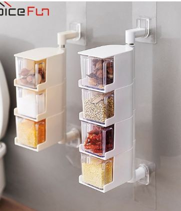 Buy Kitchen Spice Storage Container Rack Wall Set