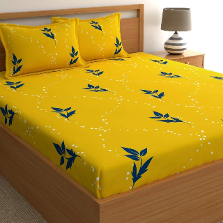 Flat 53% off on Home Ecstasy 100% Cotton Fitted King bedsheets with 2 Pillow Covers Cotton