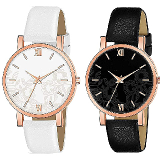 Pack of 2 - Drealex Analogue Leather Strap Girls & Women's Watch