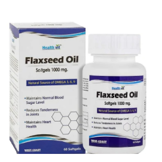 Flat 50% off on Flaxseed Oil Softgels 1000 mg for Natural Source of Omega 3,6,9 (60 Tablets)