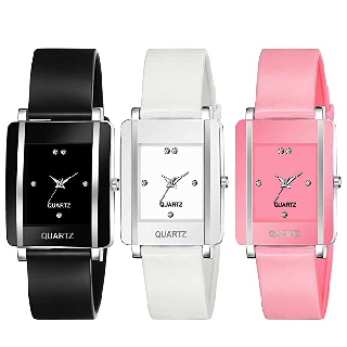 Pack of 3 - Rubber Strip Women's & Girl's Watches