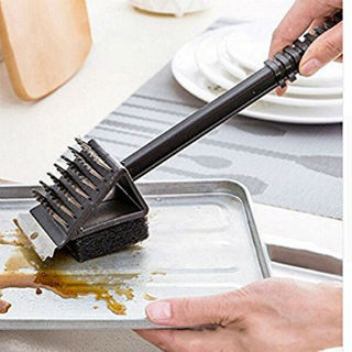 Hokipo 3 In 1 Plastic Bbq Grill Cleaning Brush With Scrapper