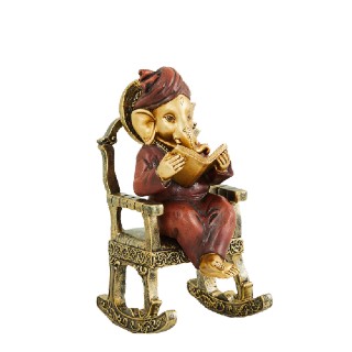 Home Centre Polyresin Alpana Ganesha Sitting On Chair Figurine